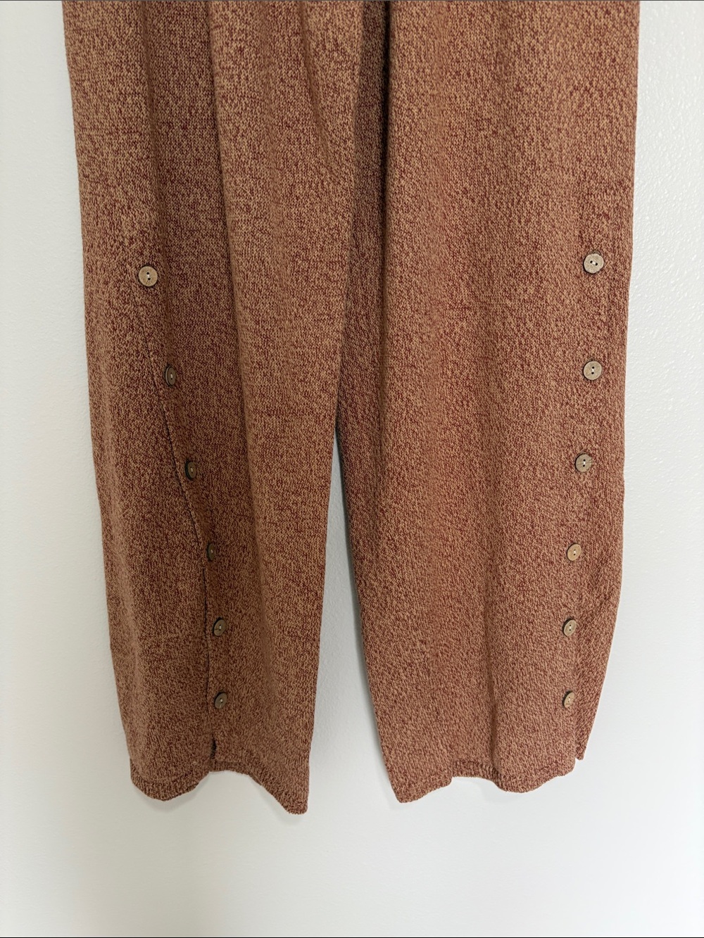 NWOT Free People Chunky Knit Pull-On Wide Leg Pant Boho Lounge Brown - Picture 4 of 8